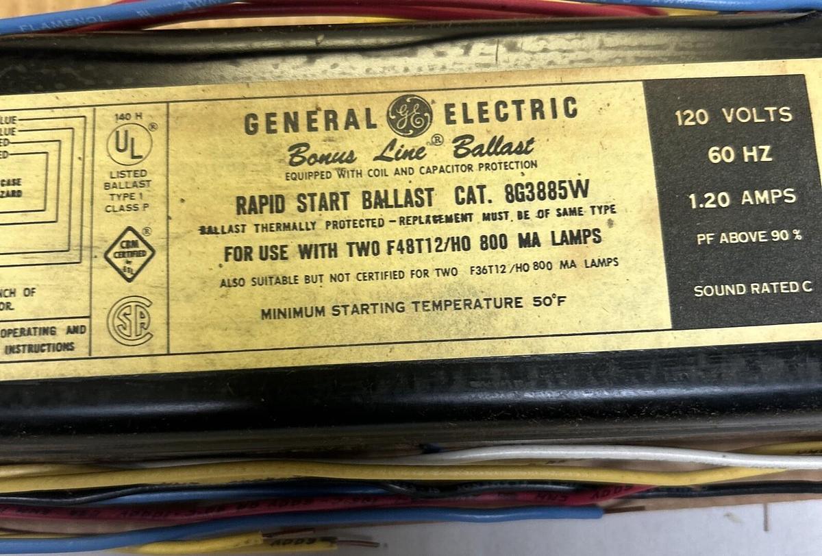 GENERAL ELECTRIC,8G3885W,FLUORESCENT LAMP HIGH OUTPUT BALLAST NOS