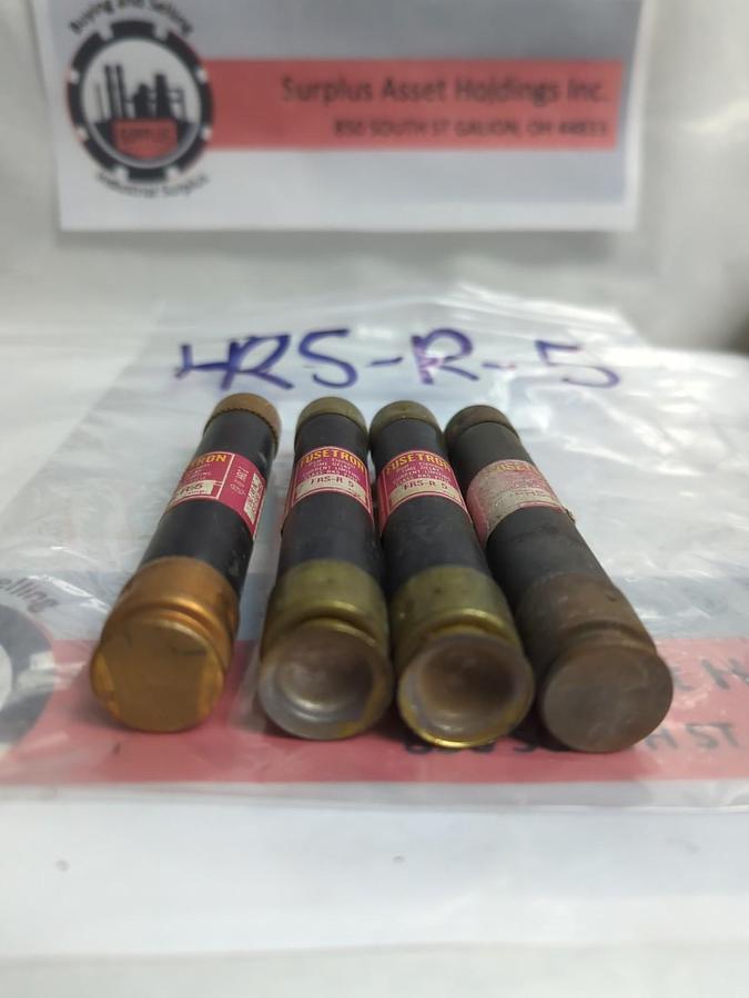 Used COOPER BUSSMANN,FRS-R-5,FUSETRON 5 AMP FUSE LOT OF 4 PRE-OWNED