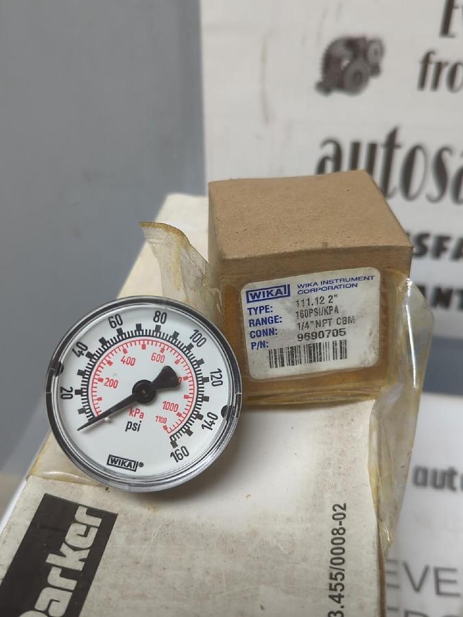 PARKER,035642000B 96905,PRESSURE REGULATOR w/ WIKA GAUGE 5-125 PSIG