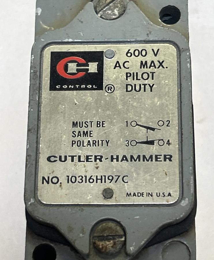 Used CUTLER HAMMER,10316H197C,LIMIT SWITCH 600V