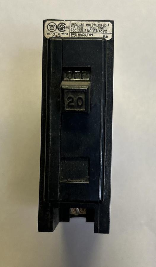 Used WESTINGHOUSE,BA120,CIRCUIT BREAKER 20A 120/240V 1P LOT OF 15