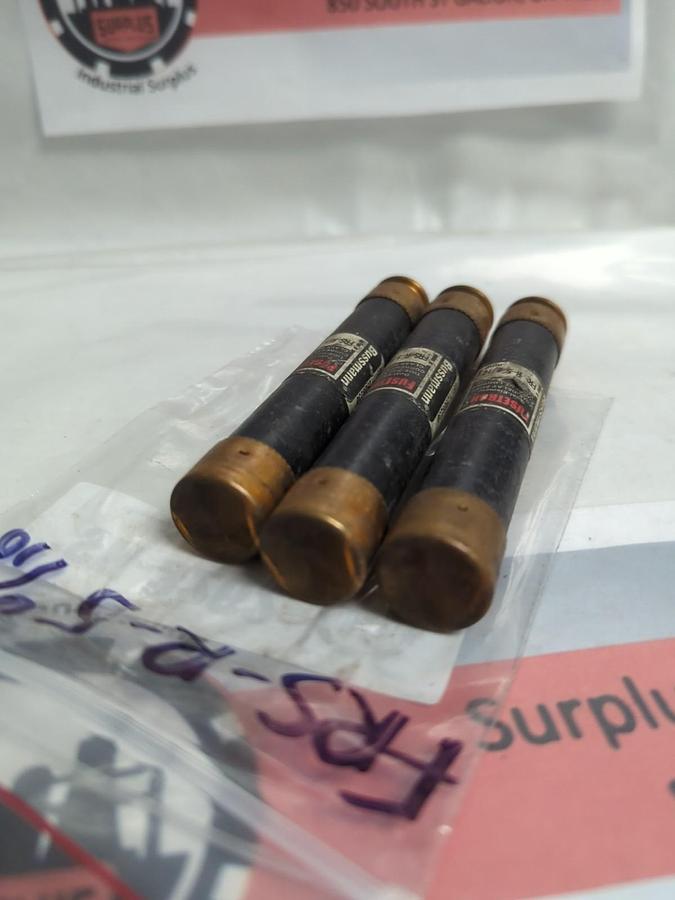 Used COOPER BUSSMANN,FRS-R-5-6/10,FUSETRON 5-6/10 AMP FUSE LOT OF 3 PRE-OWNED