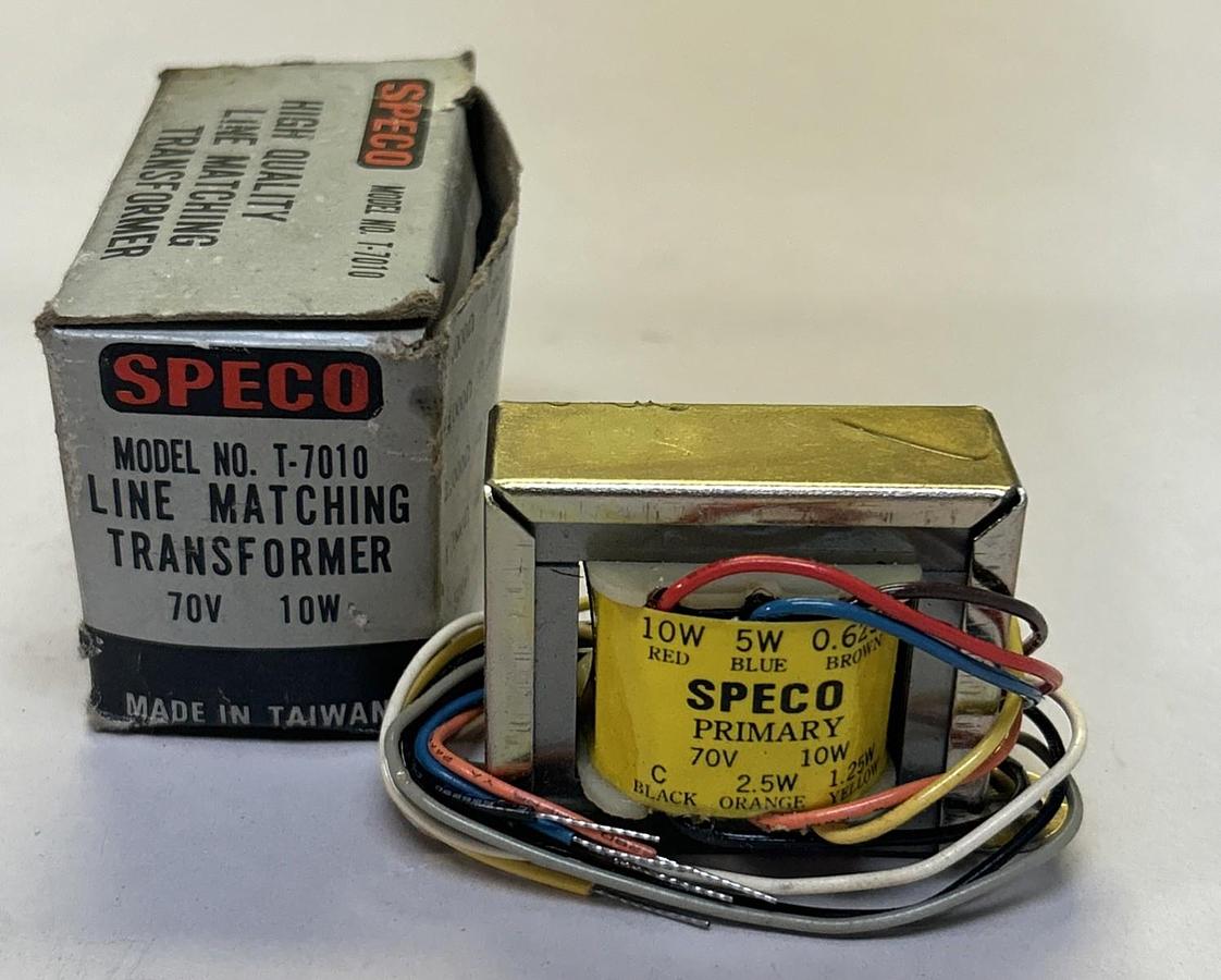 SPECO,T-7010,LINE MATCHING TRANSFORMER 70V 10W NOS