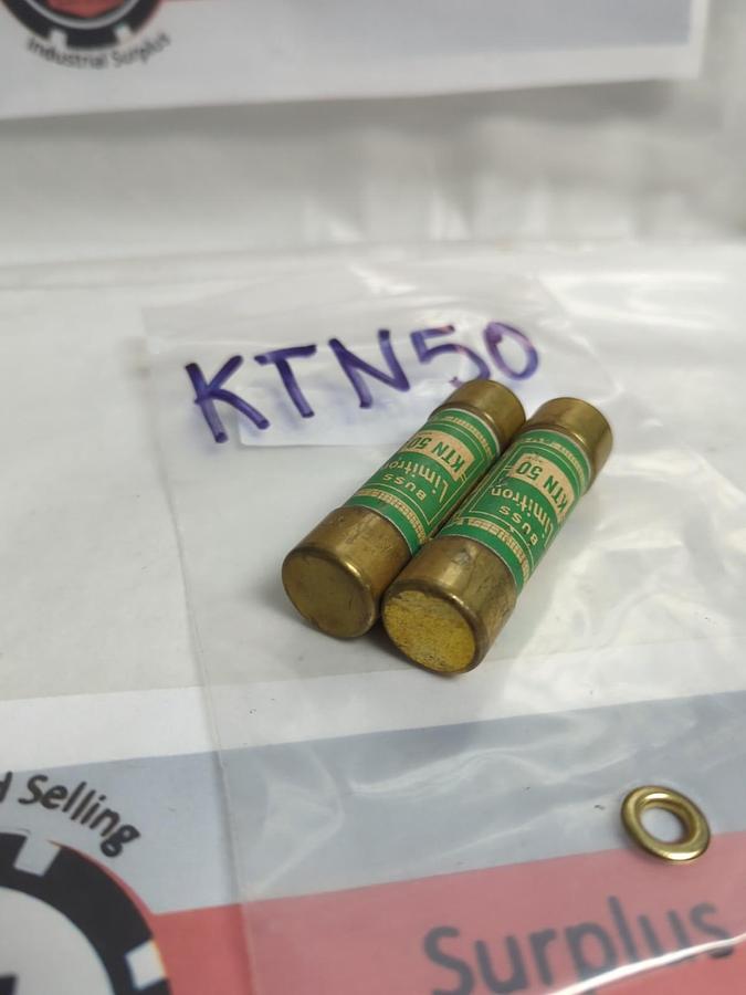 Used COOPER BUSSMANN,KTN-50,LIMITRON 50 AMP FUSE LOT OF 2 PRE-OWNED