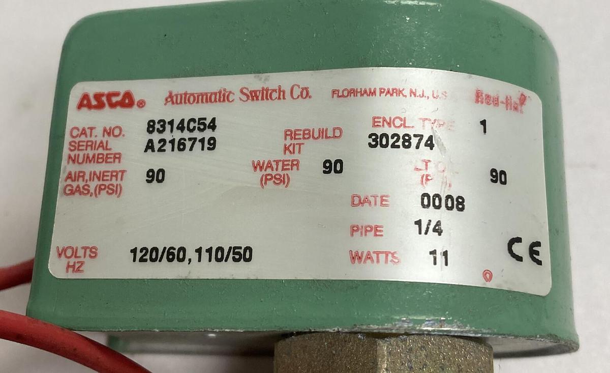 Asco,8314C54,Solenoid Valve 1/4 INCH 120V NOS