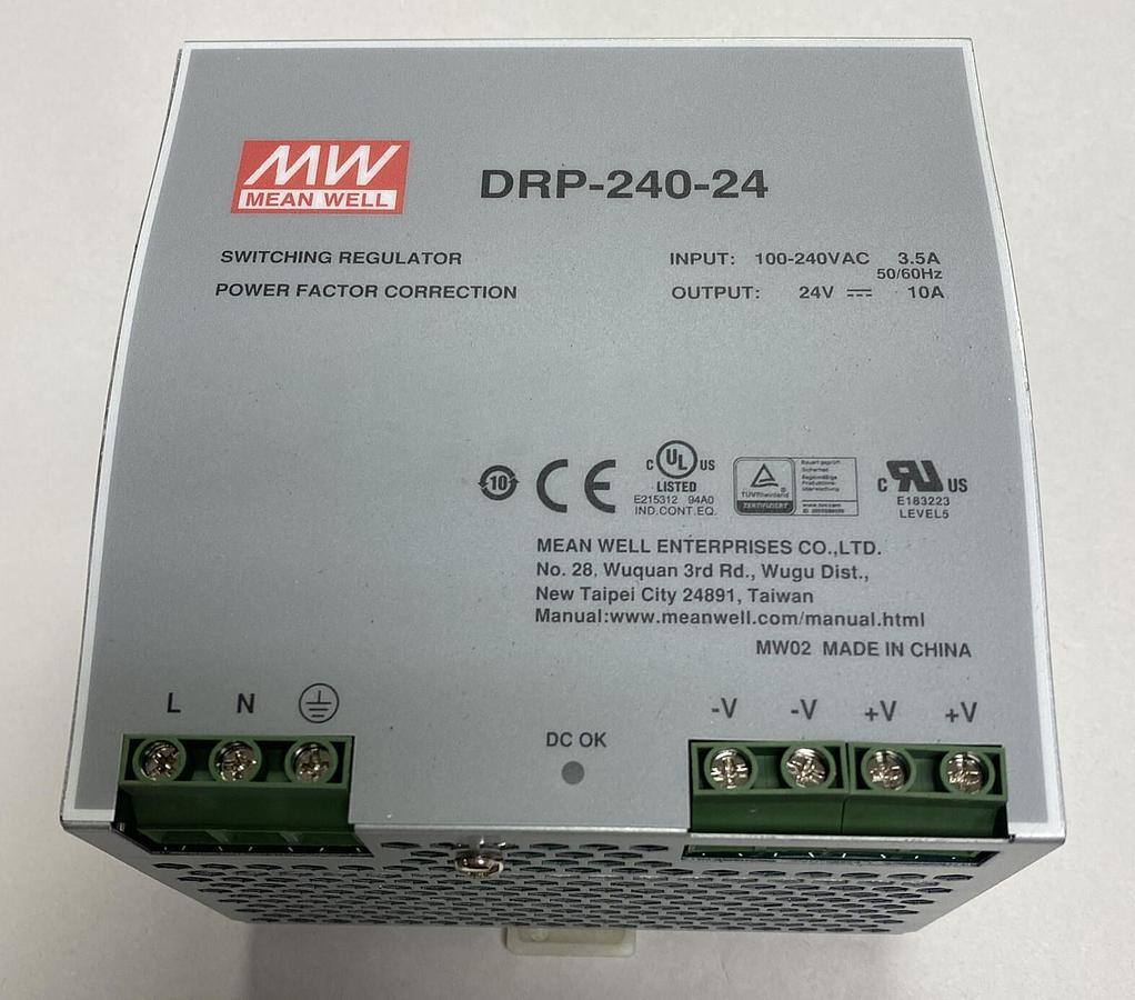 Used MEAN WELL,DRP-240-24,SWITCHING POWER SUPPLY