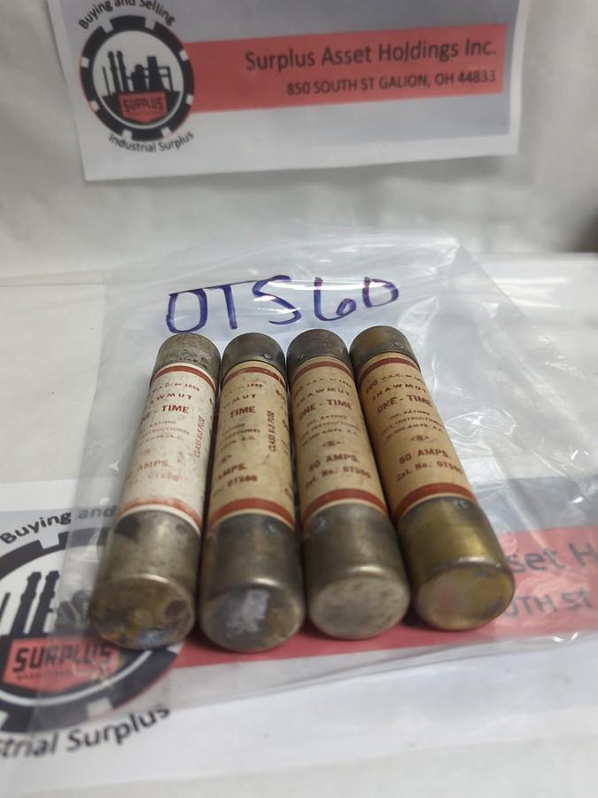 Used GOULD SHAWMUT,OTS60,ONE-TIME 60 AMP FUSE LOT OF 4 PRE-OWNED