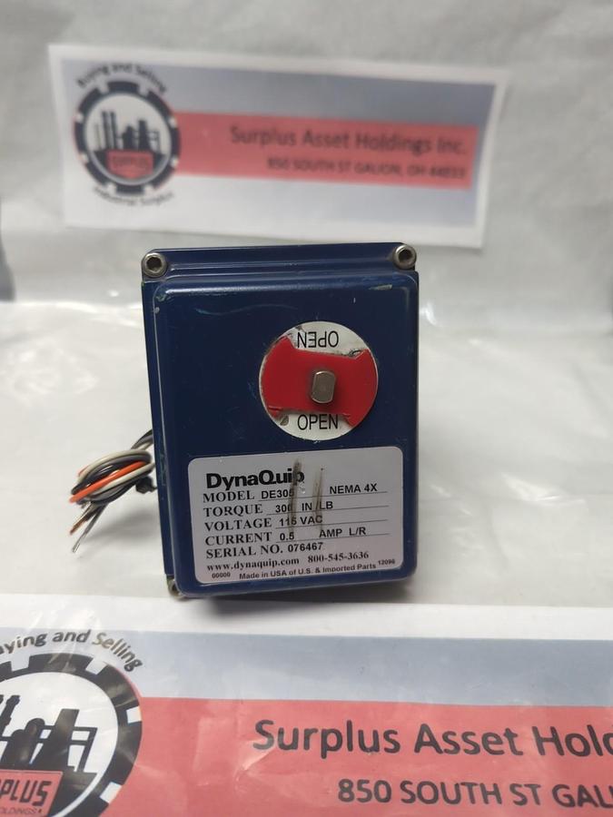 Used DYNAQUIP,DE305,ELECTRIC ACTUATOR 115VAC 0.5 AMP L/R PRE-OWNED