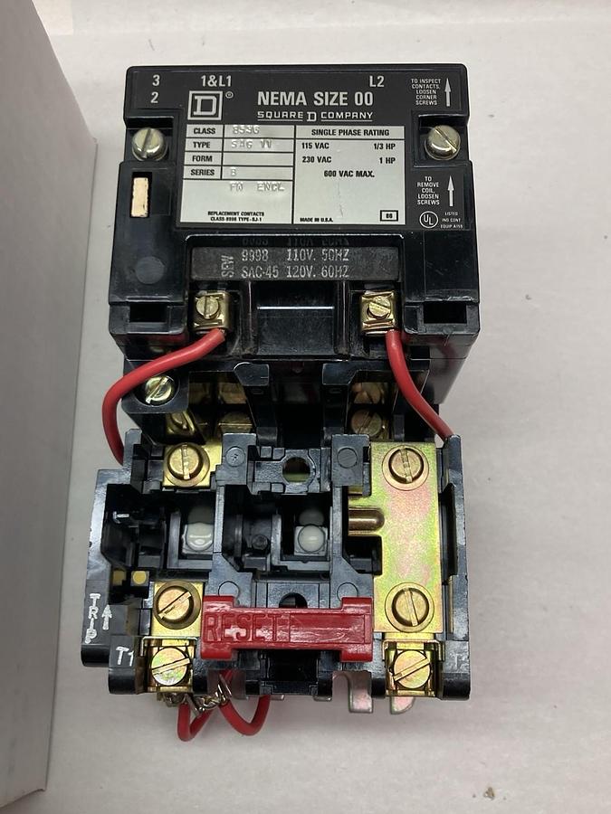 Square D,8536 SAG 11,Contactor Ser B Size 00 600Vac