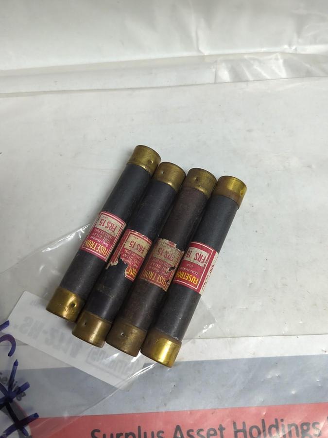 Used COOPER BUSSMANN,FRS-15,FUSETRON 15 AMP FUSE LOT OF 4 PRE-OWNED