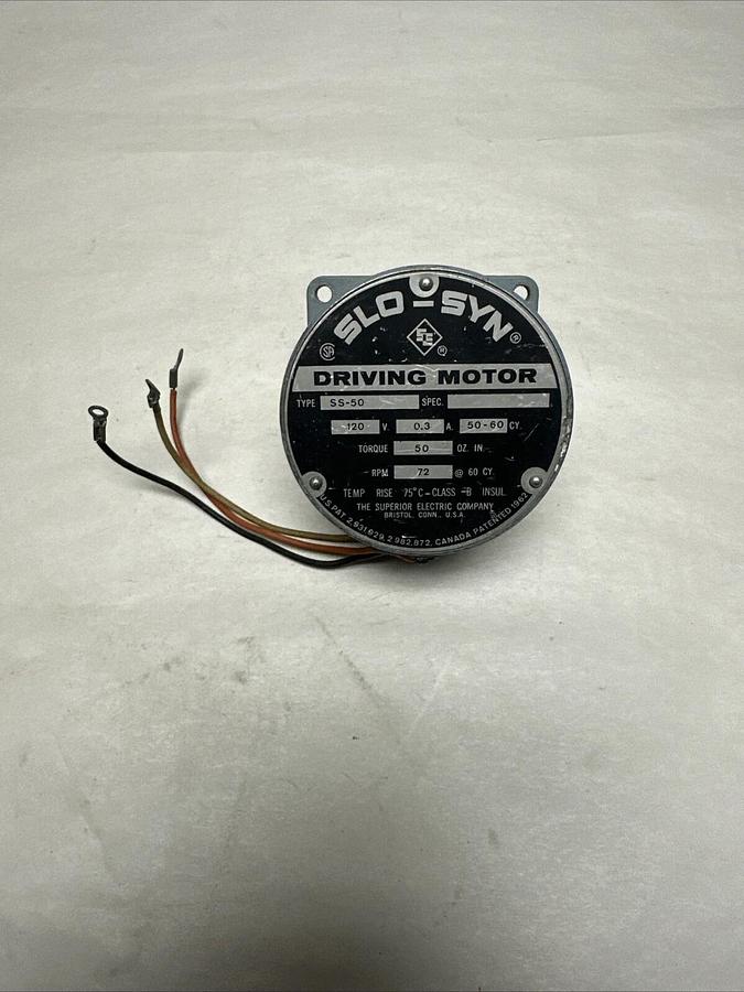 Used SLO-SYN,SS-50,Driving Motor 120V .3A 50-60CY 72RPM (G120)