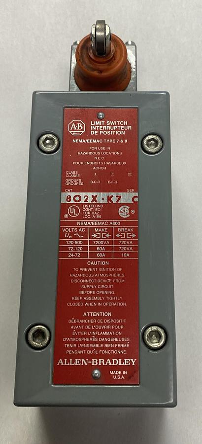 Used ALLEN BRADLEY,802X-K7,SER C LIMIT SWITCH