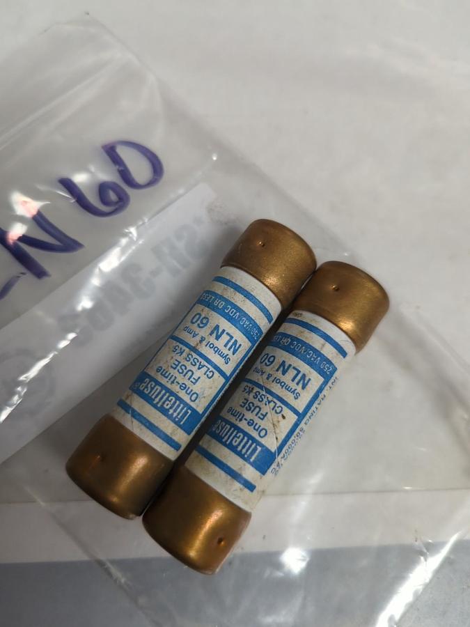 Used LITTELFUSE,NLN60.ONE-TIME 60 AMP FUSE LOT OF 2 PRE-OWNED
