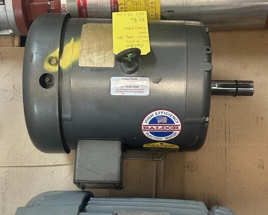 Used BALDOR,M3706,INDUSTRIAL MOTOR 5HP 208-230/460V 3450RPM 3PH 213 FRAME
