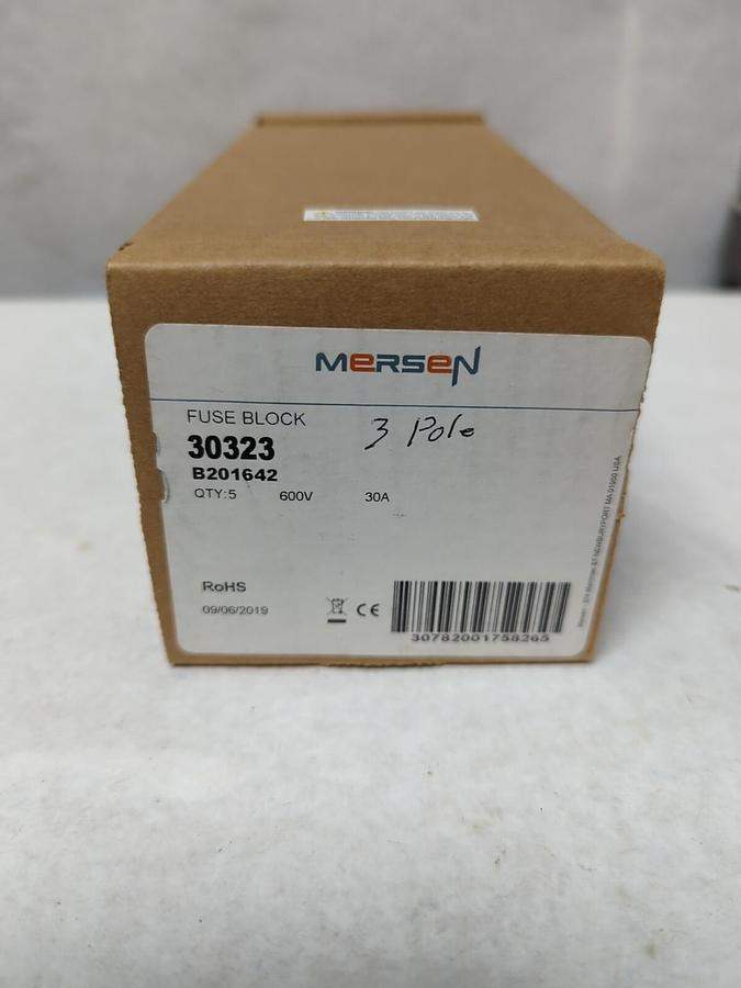 MERSEN,30323,FUSE BLOCK/HOLDER 600V 30A 3-POLE PACK/BOX OF 5 NEW