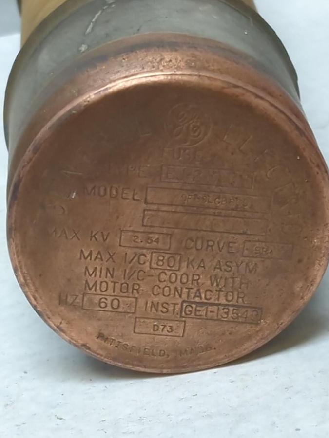 Used GENERAL ELECTRIC,9F60L0B809,TYPE EJ-2 MOTOR STARTER FUSE 2.54KV PRE-OWNED