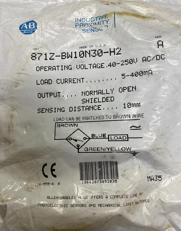Used ALLEN BRADLEY,871Z-BW10N30-H2,SER A PROXIMITY SENSOR NOS