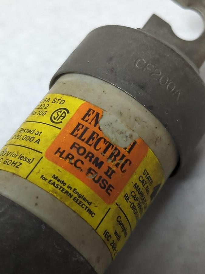 Used EASTERN ELECTRIC,CSA STD C22-2,FUSE 200 AMP PRE-OWNED