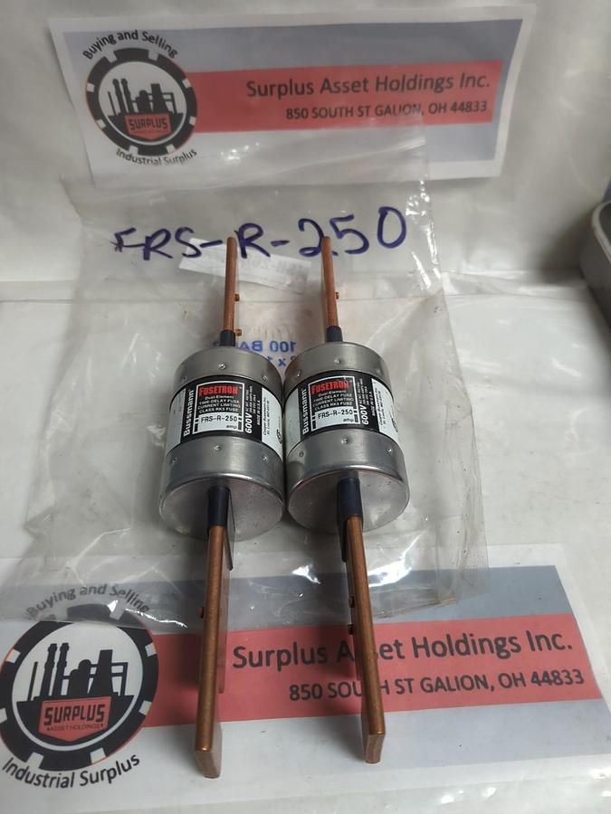 Used COOPER BUSSMANN,FRS-R-250,FUSETRON 250 AMP FUSE LOT OF 2 PRE-OWNED
