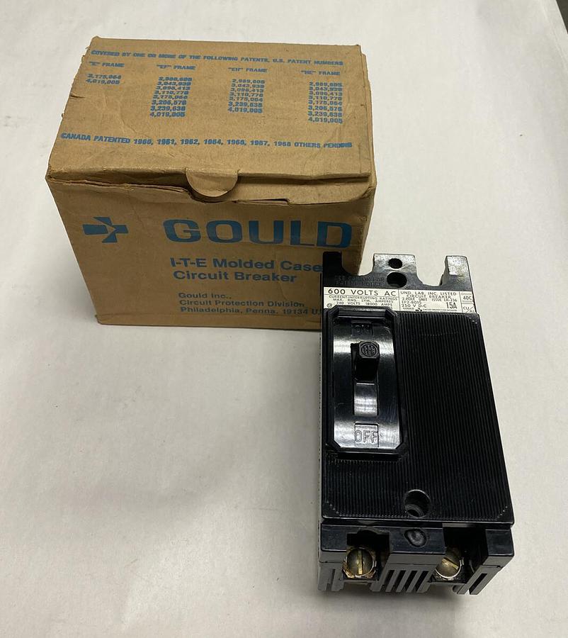 Gould,EF2-BQ15,Circuit Breaker 15Amp 600V 2 Pole New In Box
