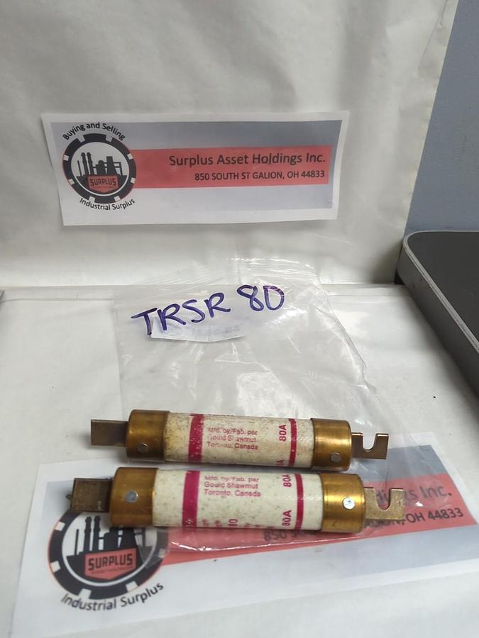 Used GOULD SHAWMUT,TRSR80,TRI-ONIC FUSE 80 AMP LOT OF 2 PRE-OWNED