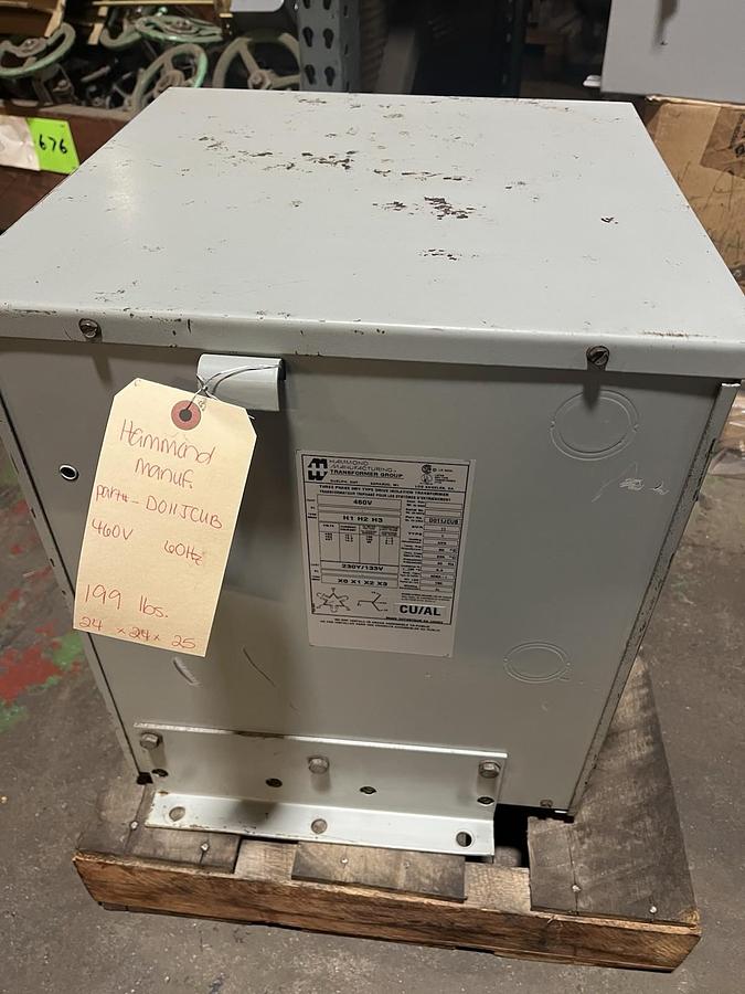 Used HAMMOND,D011JCUB,DRY TYPE TRANSFORMER 3PH 11KVA HV 460V LV 230Y/133V