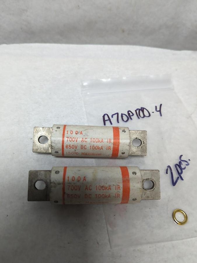 Used GOULD SHAWMUT,A70P100-4,AMP-TRAP 100 AMP FUSE LOT OF 2 PRE-OWNED