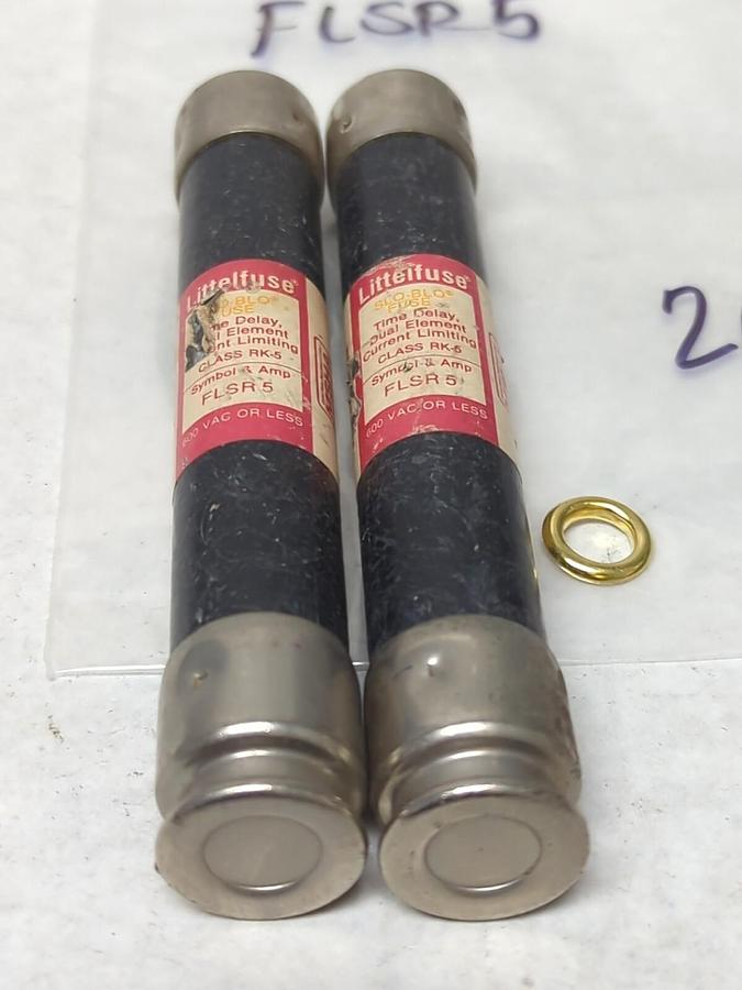 Used LITTELFUSE,FLSR5,SLO-BLO 5 AMP FUSE LOT OF 2 PRE-OWNED