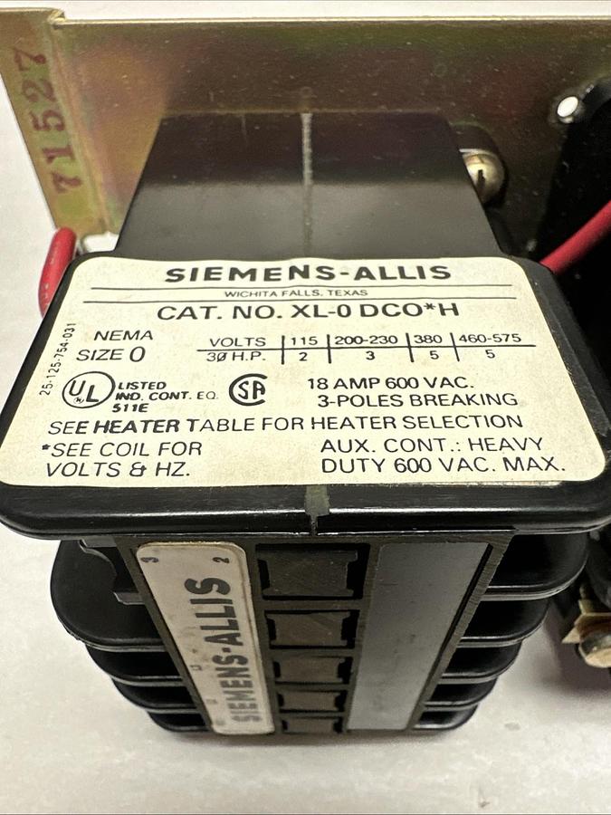 Used Siemens,XL-O DCO8*H,Size 0 Motor Starter