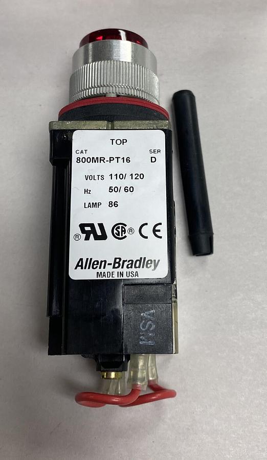 Used ALLEN-BRADLEY,800MR-PT16R,SMALL PILOT LIGHT RED LENS LOT OF 2 NOS