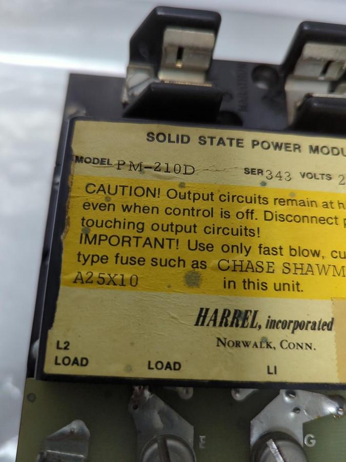 Used HARREL,PM-210D,SOLID STATE POWER MODULE SER 343 230V 10A PRE-OWNED