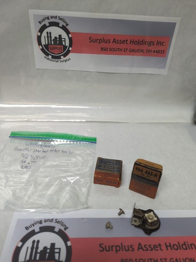 WESTINGHOUSE,966 465-H,OVERLOAD THERMAL HEATER RELAY LOT OF 2 NOS
