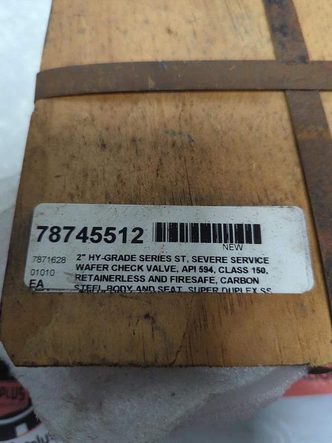 HY-GRADE,ST01-02G-6ANX,SIZE 2 CLASS 150 WAFER CHECK VALVE NOS