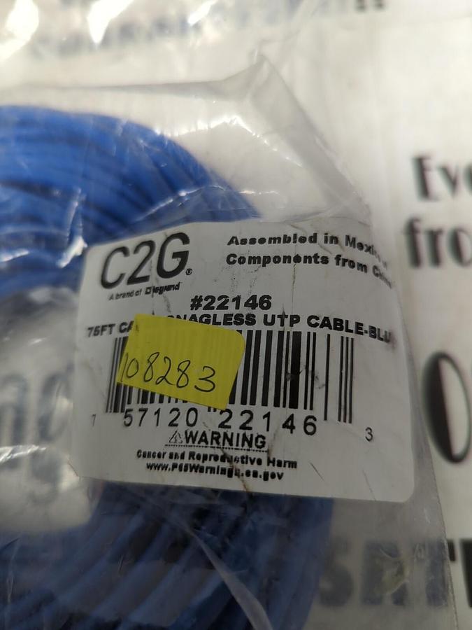 Used CABLES TO GO,22146,75FT CAT5E SNAGLESS UTP PATCH CABLE-BLUE NEW