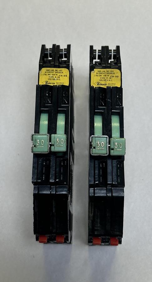 Used ZINSCO,R-38,TANDEM CIRCUIT BREAKER 30A 120/240V 2P