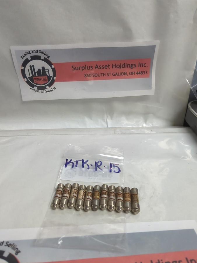 Used COOPER BUSSMANN,KTK-R-15,LIMITRON 15 AMP FUSE LOT OF 11 PRE-OWNED
