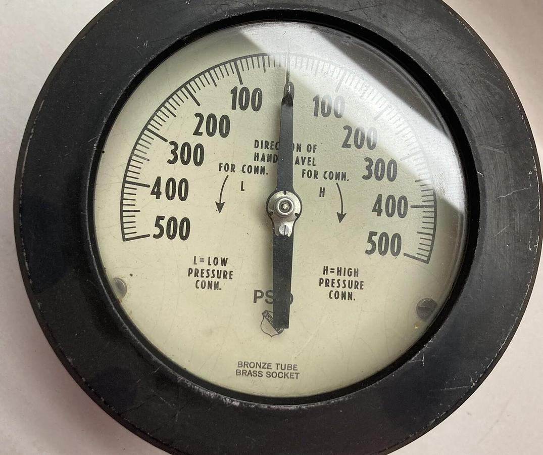 Used Ashcroft,500-0-500 PSID,Pressure Gauge