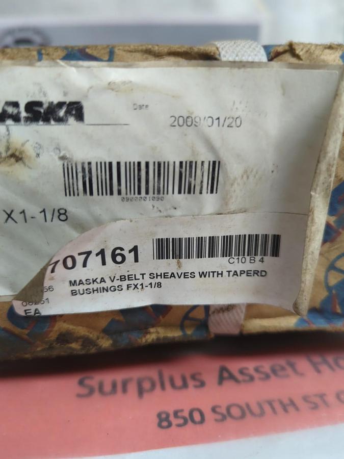 Used MASKA,FX1-1/8,V-BELT SHEAVE WITH TAPERED BUSHINGS NOS