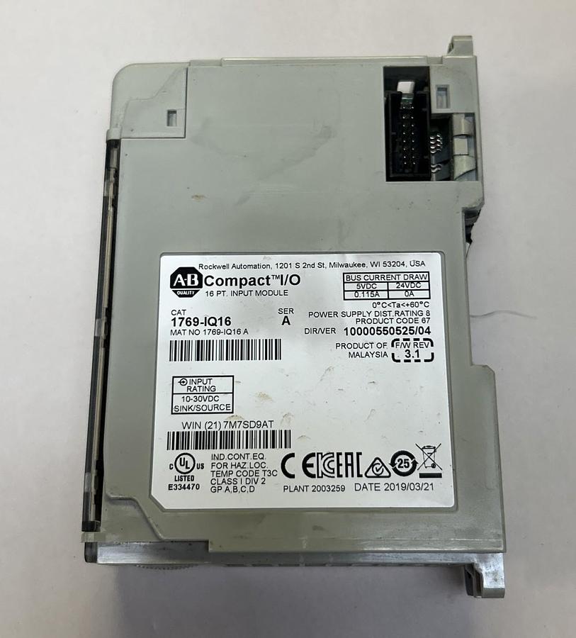 Used ALLEN BRADLEY,1769-IQ16,COMPACT I/O INPUT MODULE