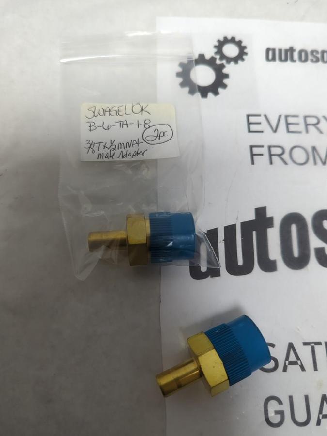 SWAGELOK,B-6-TA-1-8,3/8T X 1/2MNPT MALE ADAPTER LOT OF 2 NOS