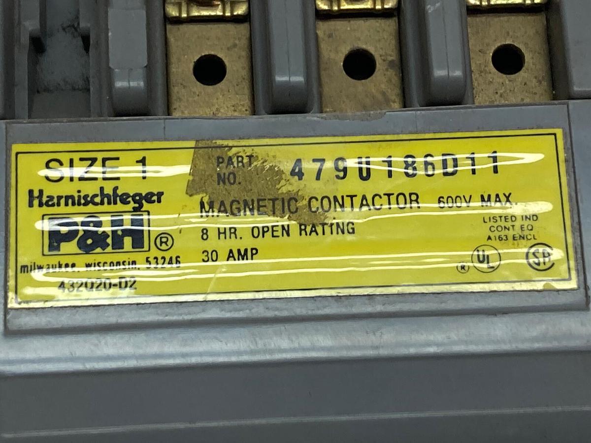 Used P&H,479U186D11,Size 1 Contactor