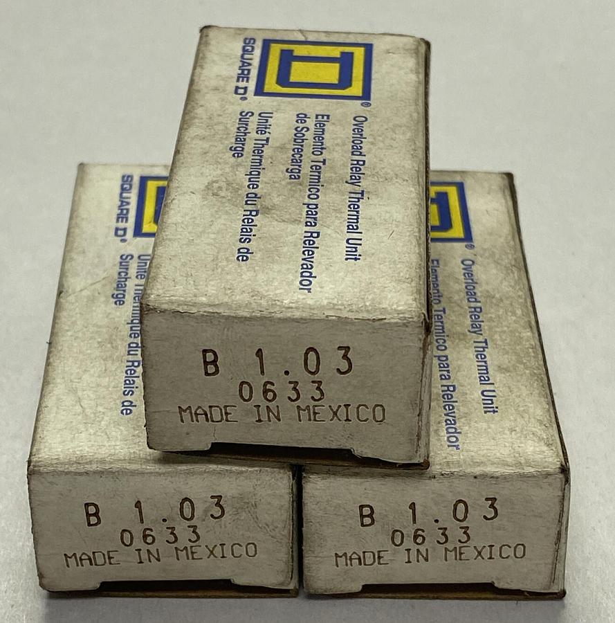 SQUARE D,B1.03,OVERLOAD HEATER ELEMENT LOT OF 3 NEW