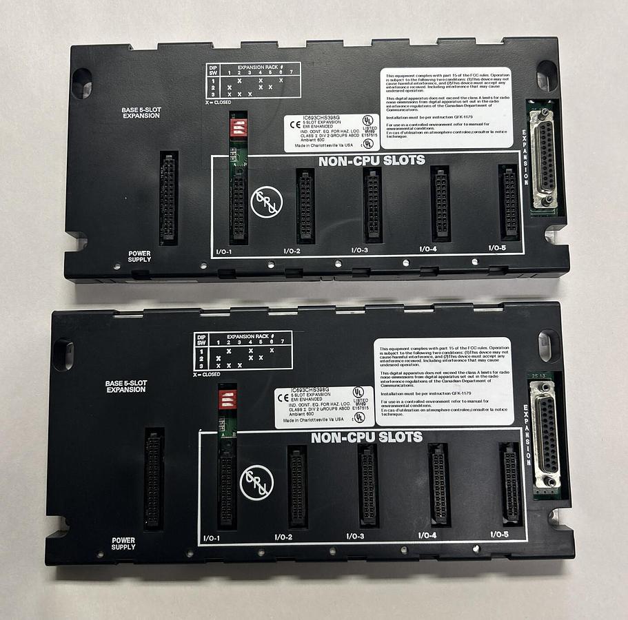 Used GE FANUC,IC693CHS398,5 SLOT EXPANSION BASE PLATE LOT OF 2