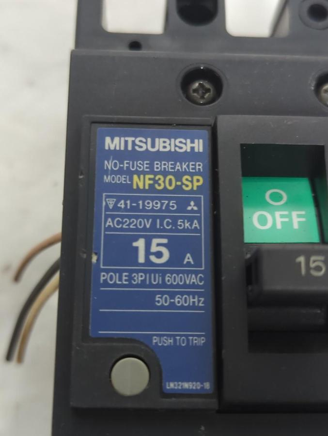 Used MITSUBISHI,NF30-SP,CIRCUIT BREAKER 15 AMP 3-POLE PRE-OWNED