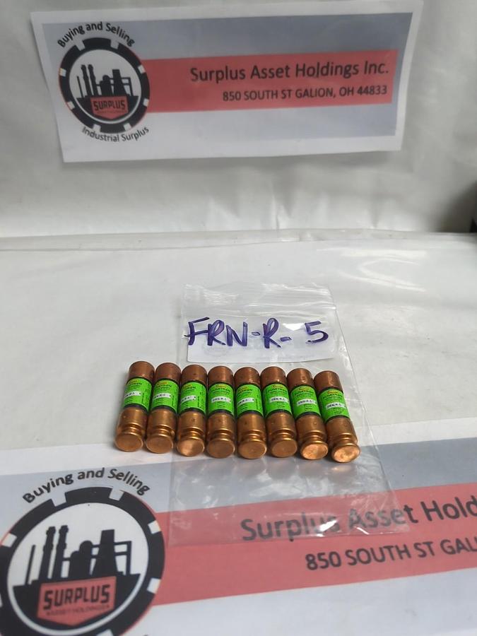 Used COOPER BUSSMANN,FRN-R-5,FUSETRON 5 AMP FUSE LOT OF 8 PRE-OWNED