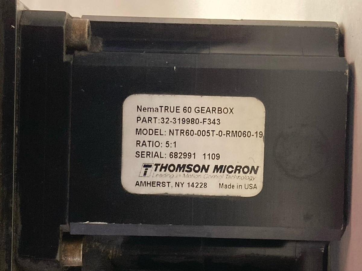 Used Thomson Micron,32-319980-F343,DuraTRUE 90 Degree Right Angle Gearhead Ratio 5:1