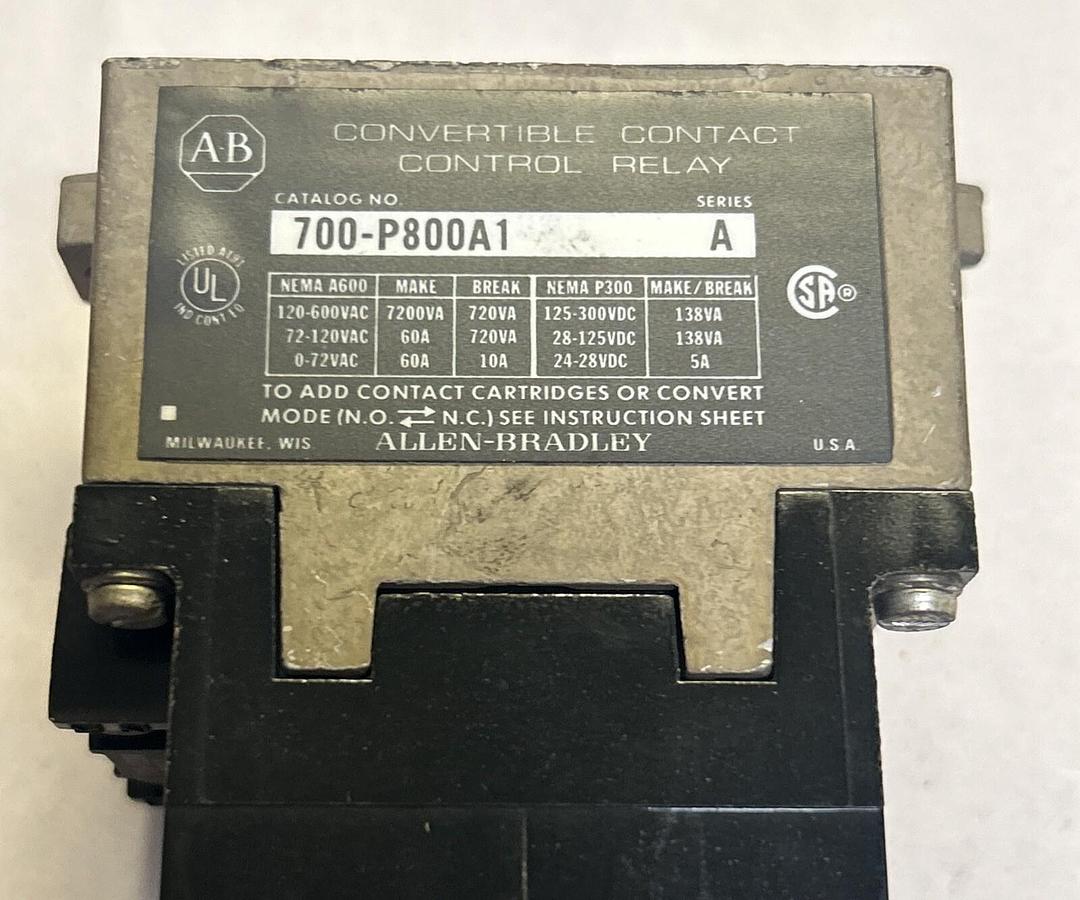 Used ALLEN BRADLEY,700-P800A1,CONTROL RELAY