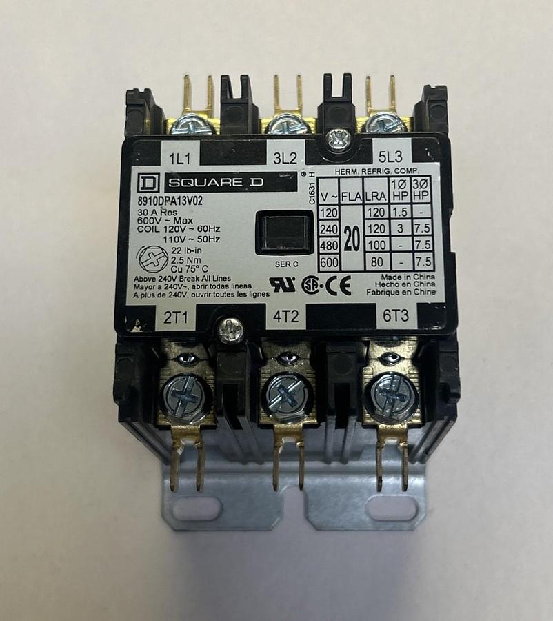 Used SQUARE D,8910DPA13V02,DEFINITE PURPOSE CONTACTOR