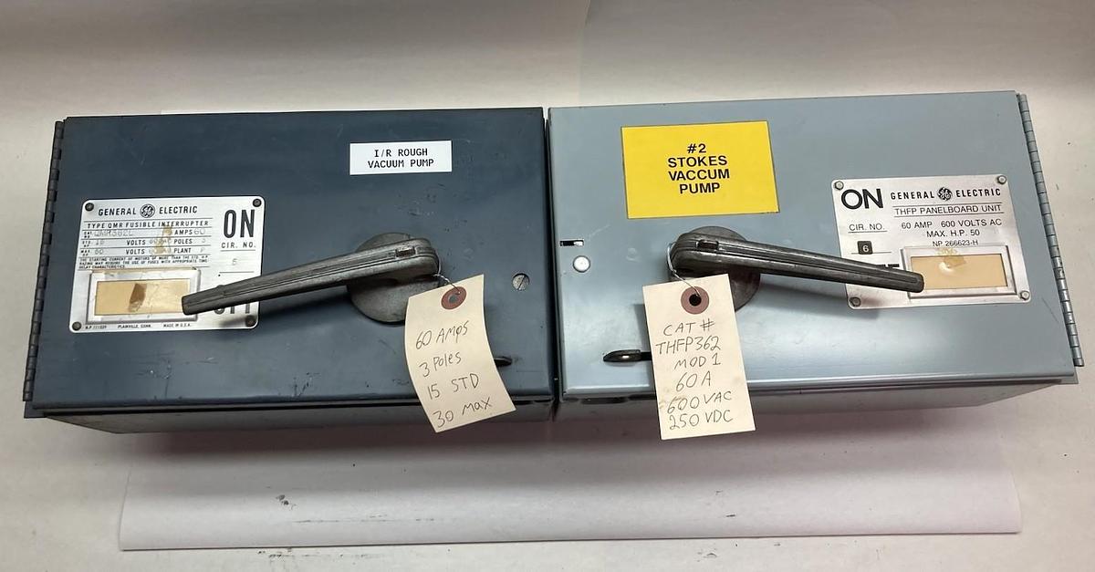 Used GE,THFP362/QMR-362L, Twin Fusible Panelboard Switch Disconnect 60A 600Vac