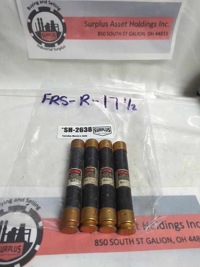 Used COOPER BUSSMANN,FRS-R-17-1/2,FUSETRON 17-1/2 AMP FUSE LOT OF 4 PRE-OWNED